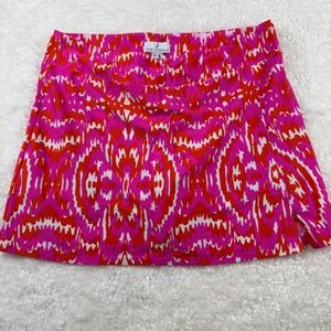 Jude Connally Pink Orange Ikat Print Skort Womens Large Golf‎ Tennis Pickleball